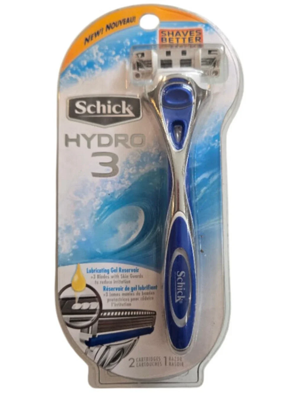 Schick Hydro 3 Razor 3-Blade w/ Skin Guards + 2 Cartridges NEW Factory Sealed